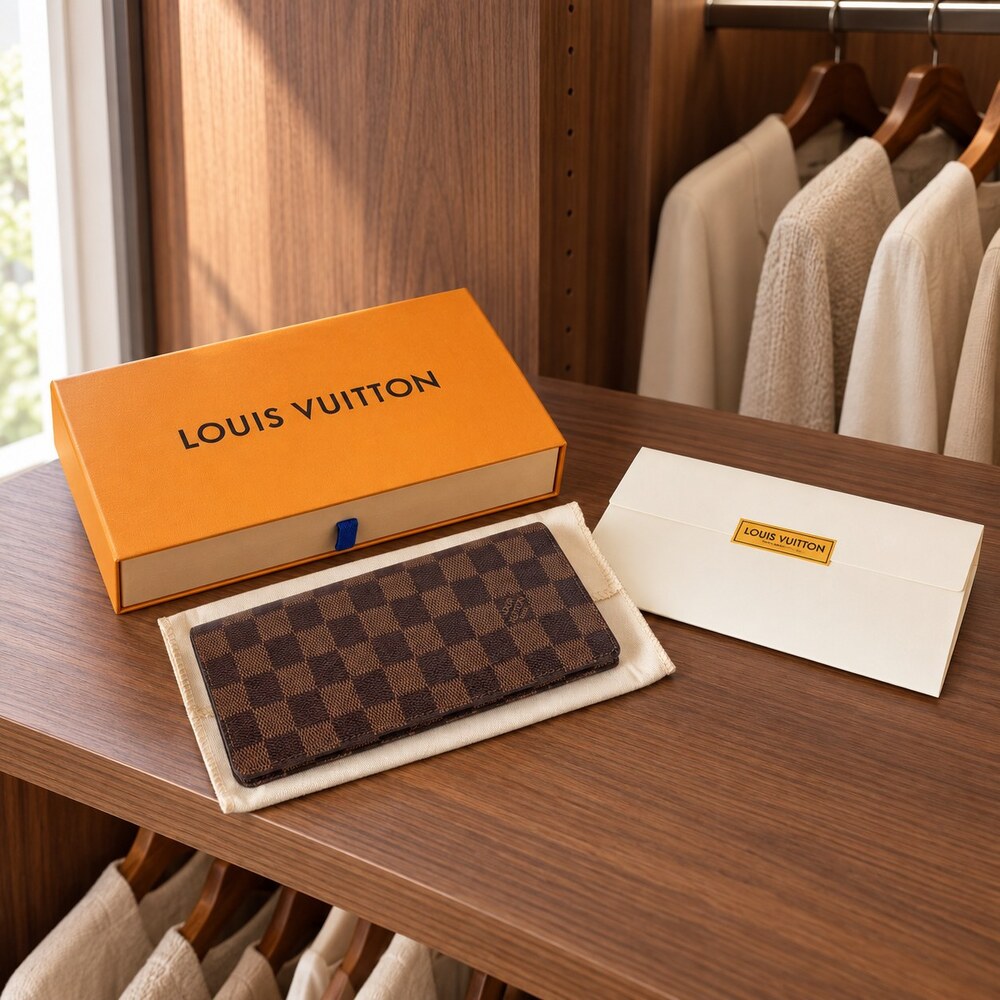 Louis Vuitton Damier Ebene Canvas Portefeuille Sarah Wallet